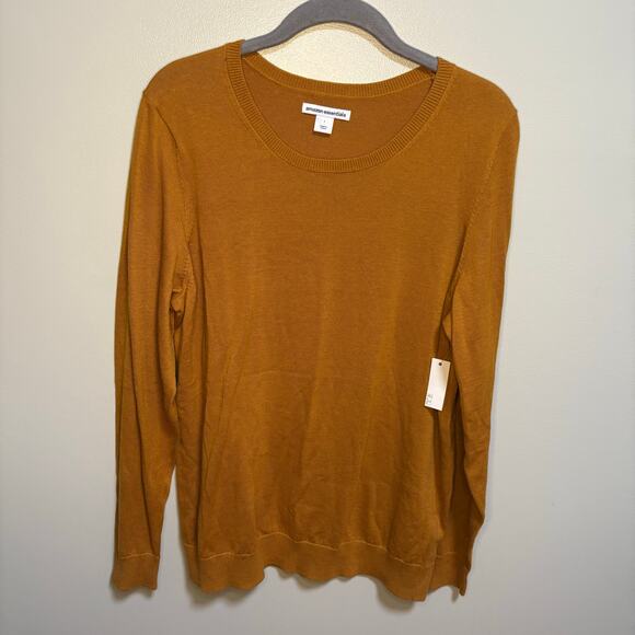 Amazon Essentials Rust Orange Large Knit Sweater NWT Minimalist Fall Lightweight - Picture 1 of 10